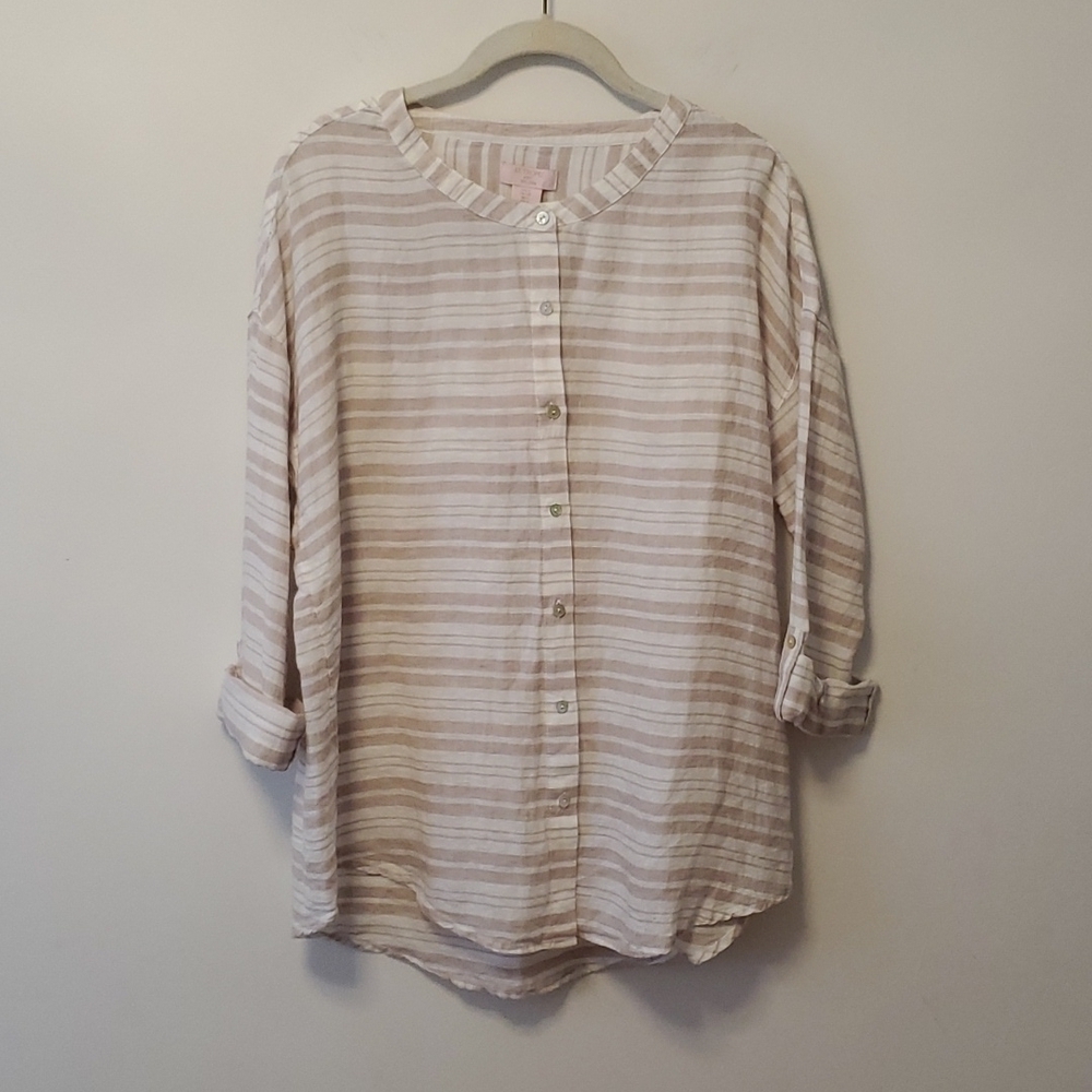 St. Tropez West 100% Linen Button up top
